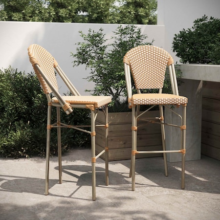 Flash Furniture NaturalWhite PE Rattan Stacking Paris Stool, 2PK 2-SDA-AD642001-F-BS-NATWH-LTNAT-GG